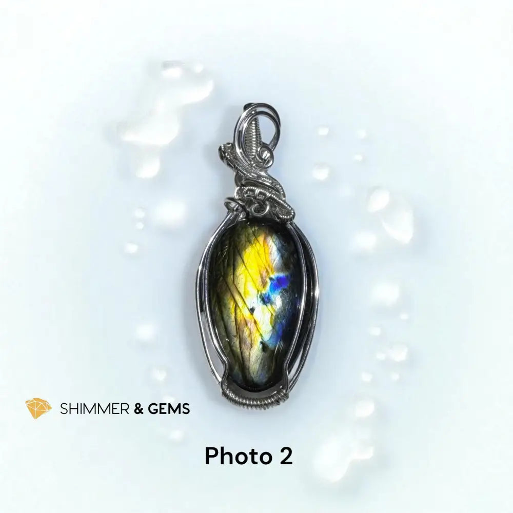 Labradorite Wire-Wrapped Pendant photo2 Charms & Pendants
