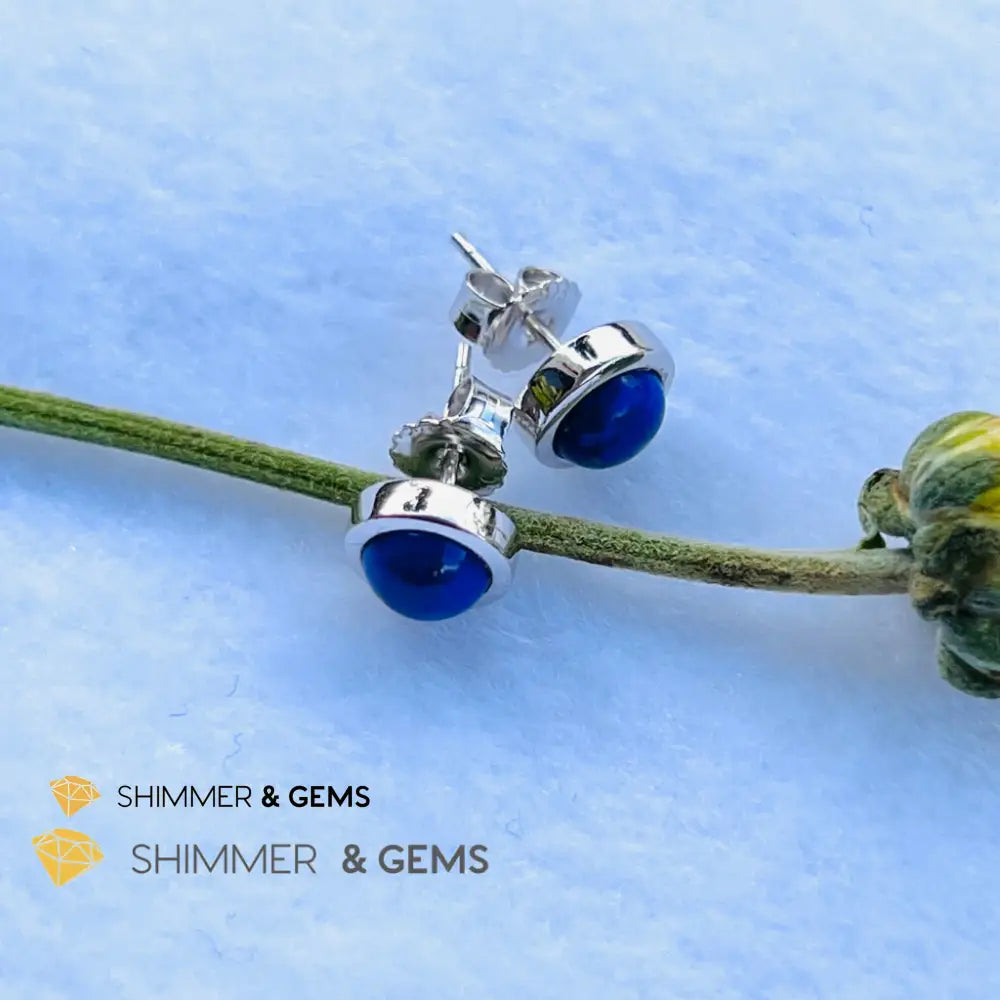 Lapis Lazuli Round Earrings 6Mm (Power And Strength