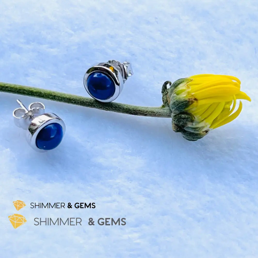 Lapis Lazuli Round Earrings 6Mm (Power And Strength