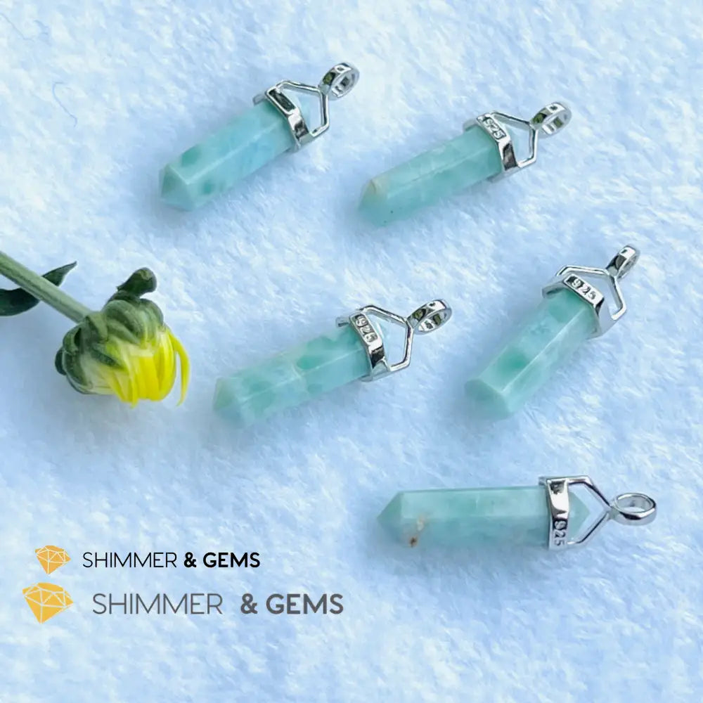 Larimar Double Pointer Pendant 925 Silver (Attract Soulmate Charms & Pendants