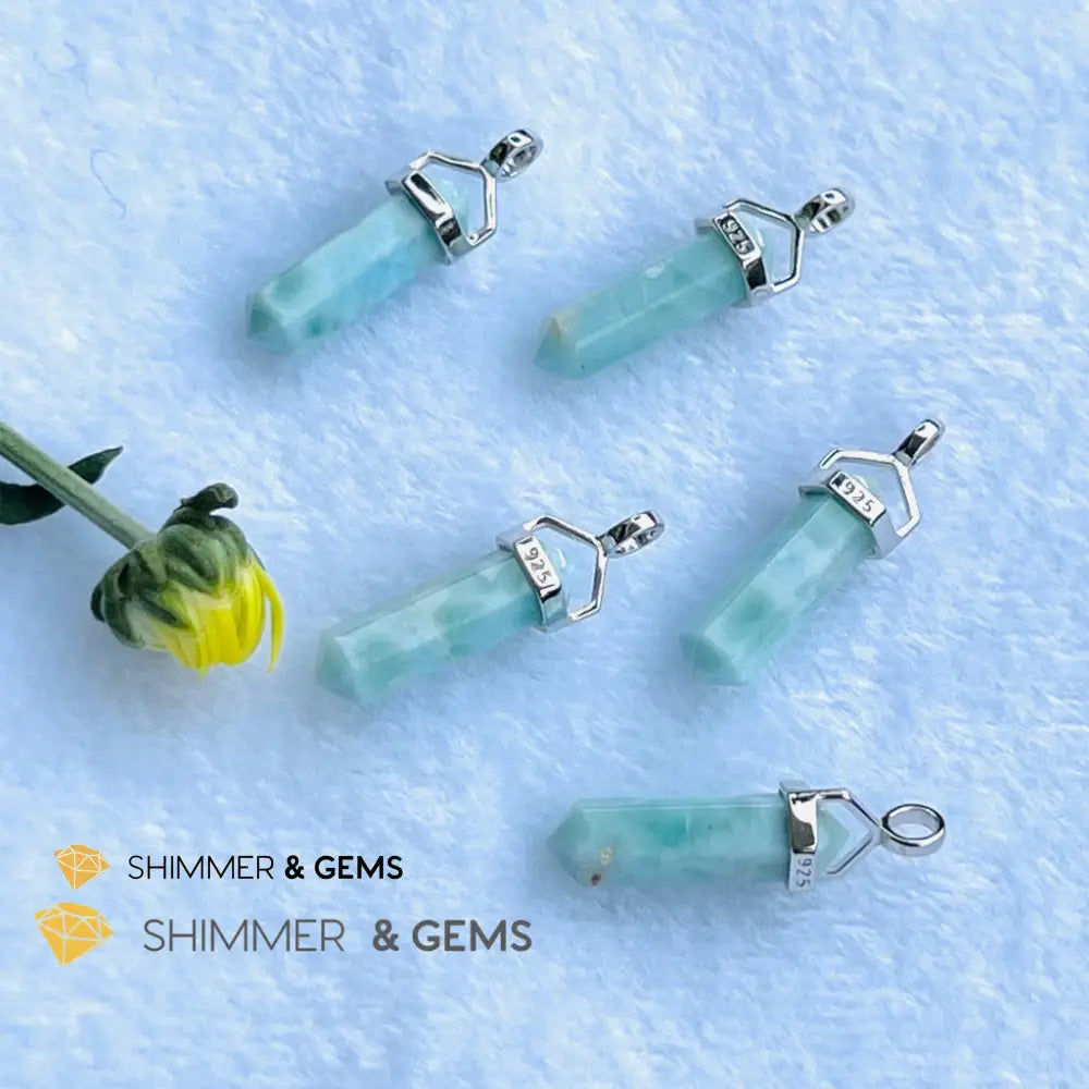 Larimar Double Pointer Pendant 925 Silver (Attract Soulmate Charms & Pendants
