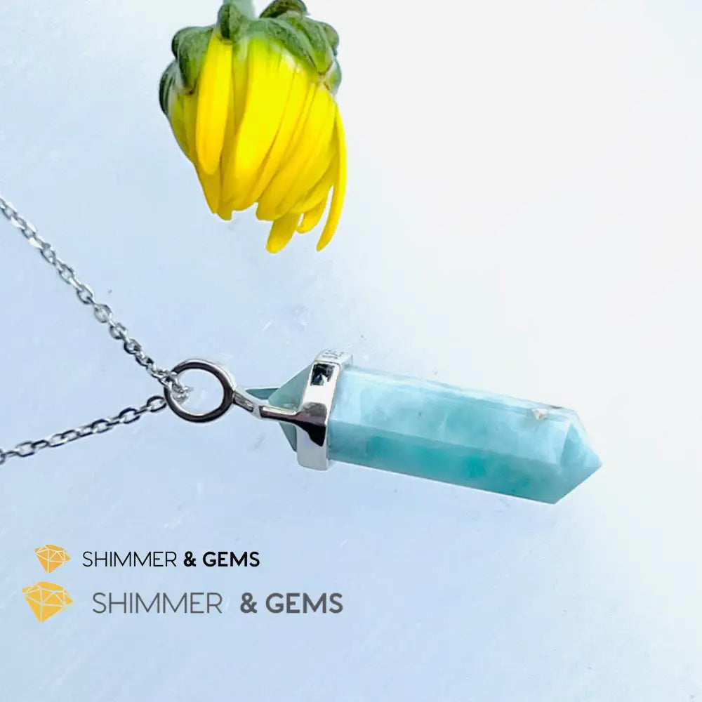 Larimar Double Pointer Pendant 925 Silver (Attract Soulmate Charms & Pendants