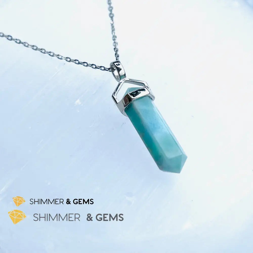 Larimar Double Pointer Pendant 925 Silver (Attract Soulmate Charms & Pendants