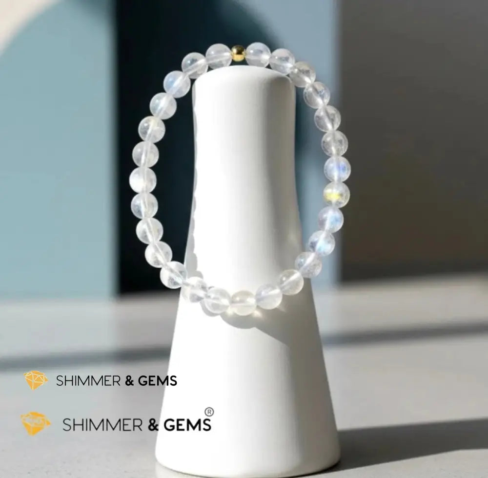 Madagascar Shiny Rainbow Moonstone Premium Grade 6mm (Limited Stocks) Rare - Bracelets