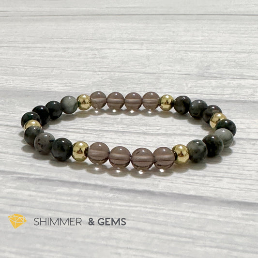 Magic and Protection Remedy Bracelet (Hawk’s Eye, Smoky Quartz & Black Moonstone 6mm +14k gold filled)