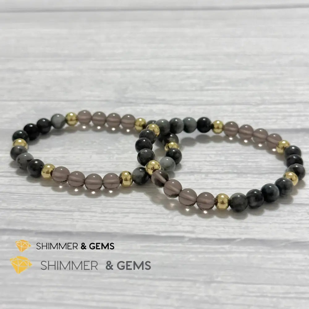 Magic and Protection Remedy Bracelet (Hawk’s Eye Smoky Quartz & Black Moonstone 6mm +14k gold filled)
