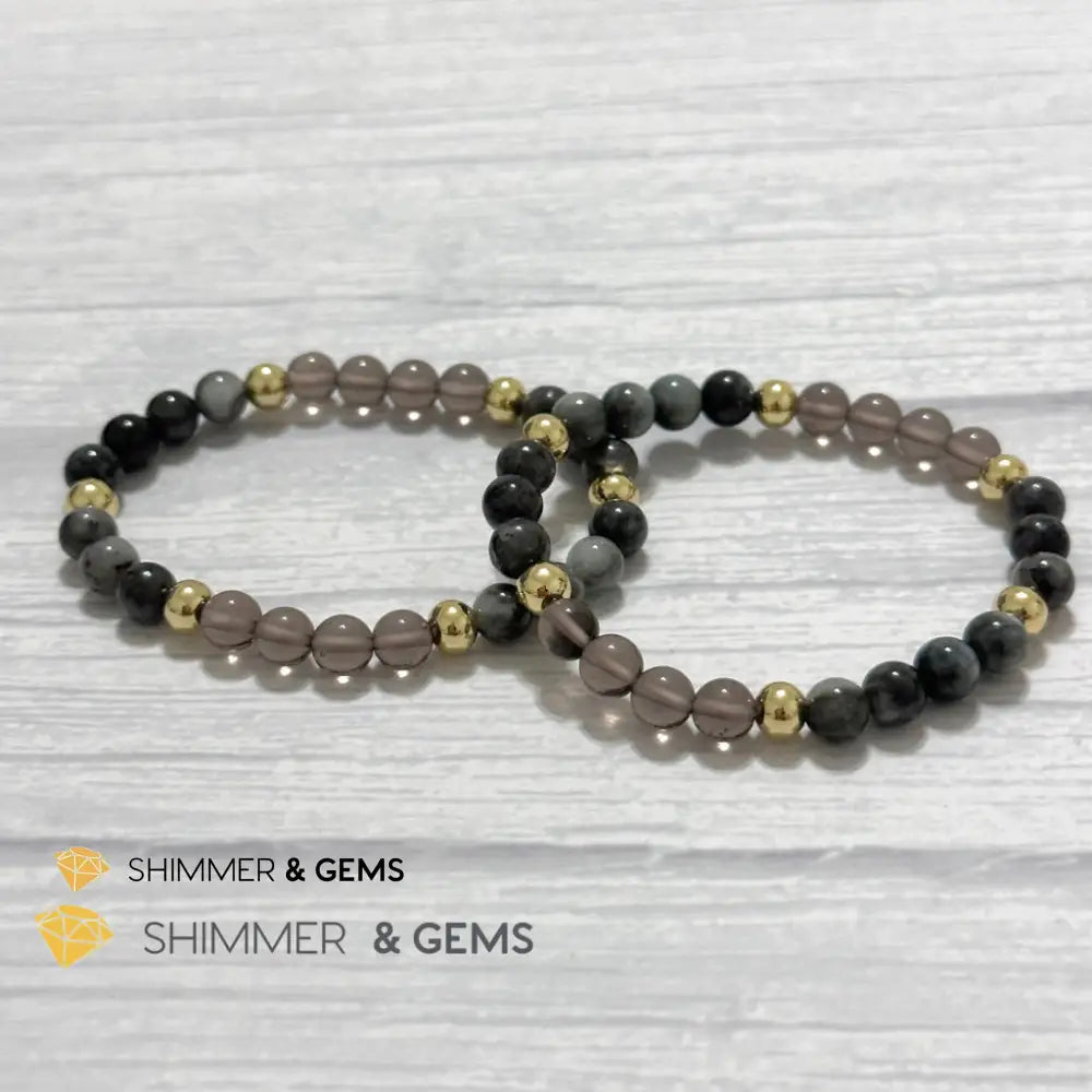 Magic and Protection Remedy Bracelet (Hawk’s Eye Smoky Quartz & Black Moonstone 6mm +14k gold filled)