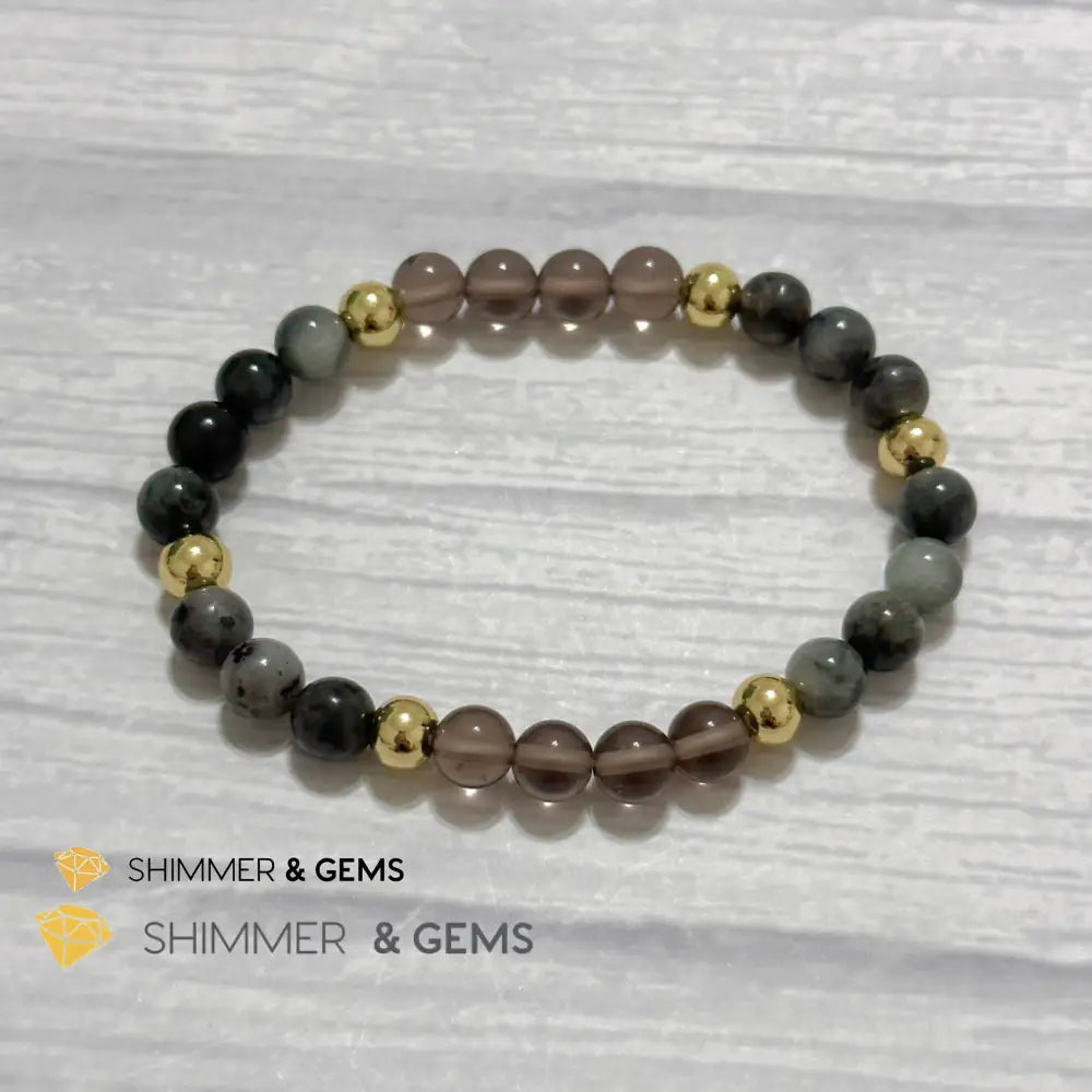 Magic and Protection Remedy Bracelet (Hawk’s Eye Smoky Quartz & Black Moonstone 6mm +14k gold filled)