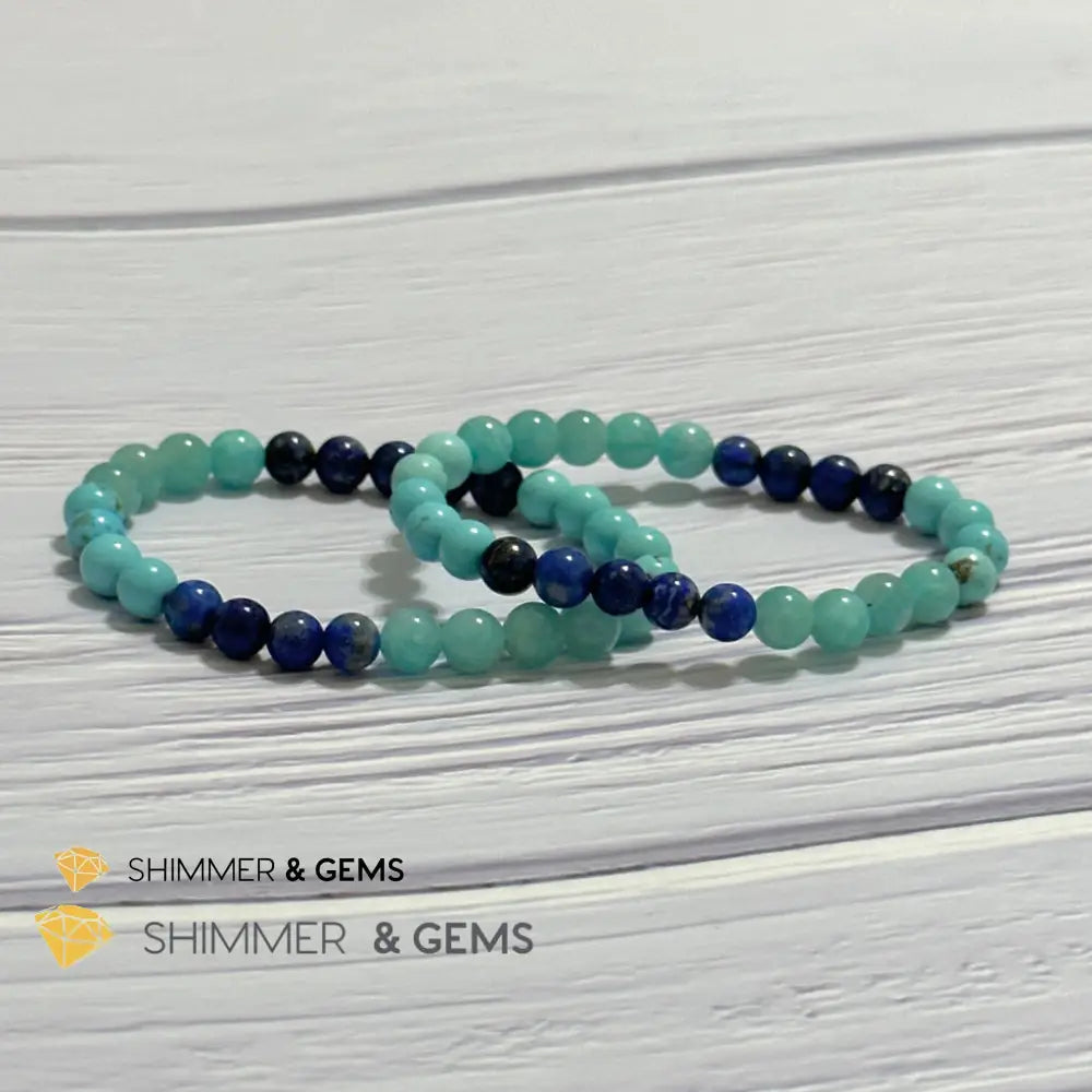 Mental Clarity Remedy Bracelet (Amazonite Turquoise Lapis Lazuli 6mm)