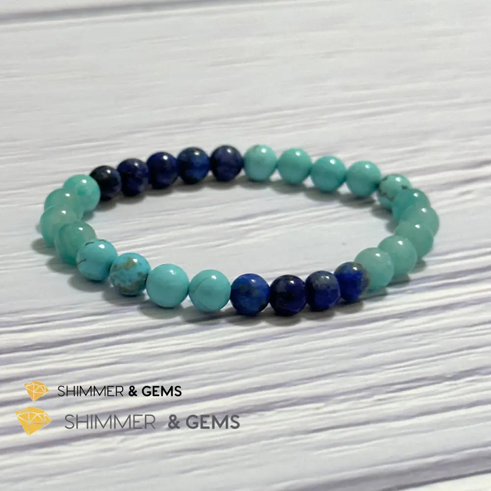 Mental Clarity Remedy Bracelet (Amazonite Turquoise Lapis Lazuli 6mm)