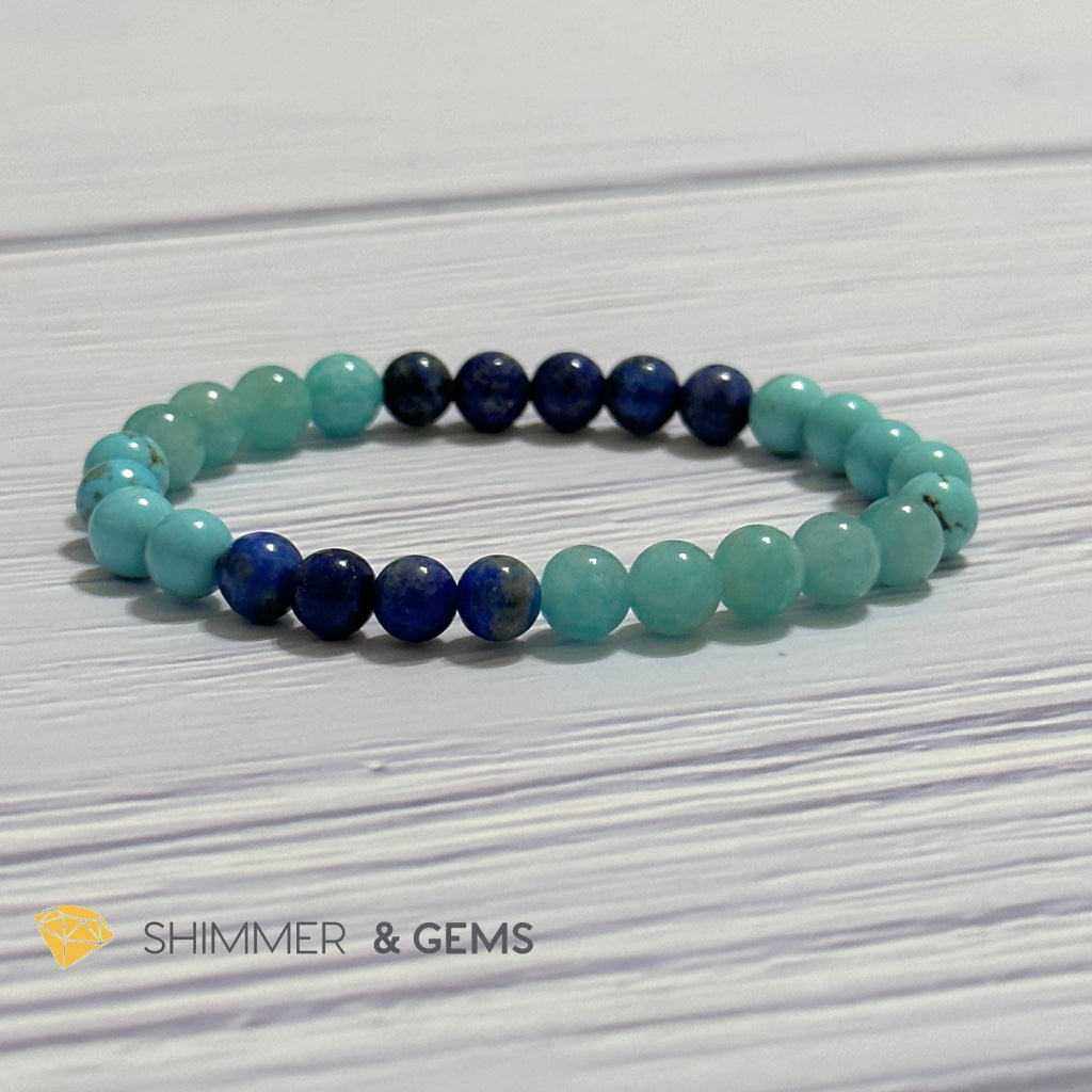 Mental Clarity Remedy Bracelet (Amazonite, Turquoise, Lapis Lazuli 6mm)