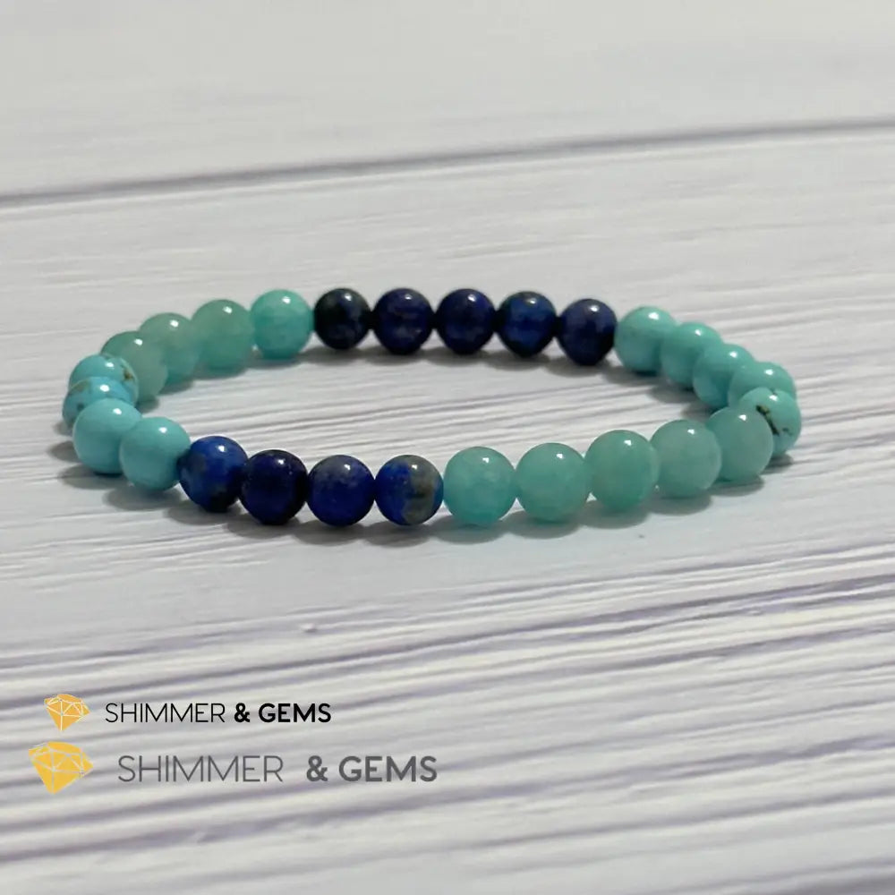 Mental Clarity Remedy Bracelet (Amazonite Turquoise Lapis Lazuli 6mm)