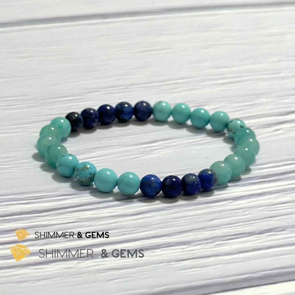 Mental Clarity Remedy Bracelet (Amazonite Turquoise Lapis Lazuli 6mm)
