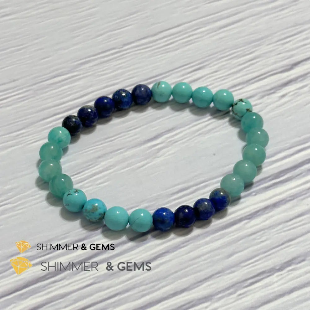 Mental Clarity Remedy Bracelet (Amazonite Turquoise Lapis Lazuli 6mm)