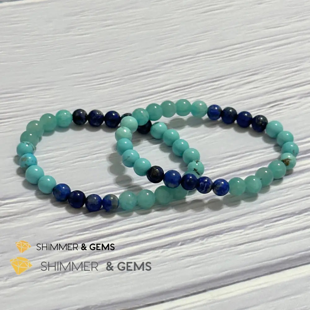 Mental Clarity Remedy Bracelet (Amazonite Turquoise Lapis Lazuli 6mm)