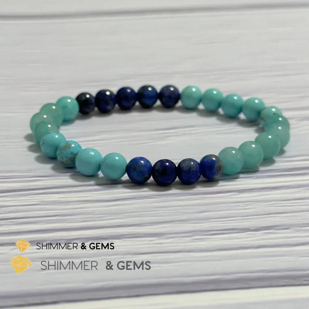 Mental Clarity Remedy Bracelet (Amazonite Turquoise Lapis Lazuli 6mm)