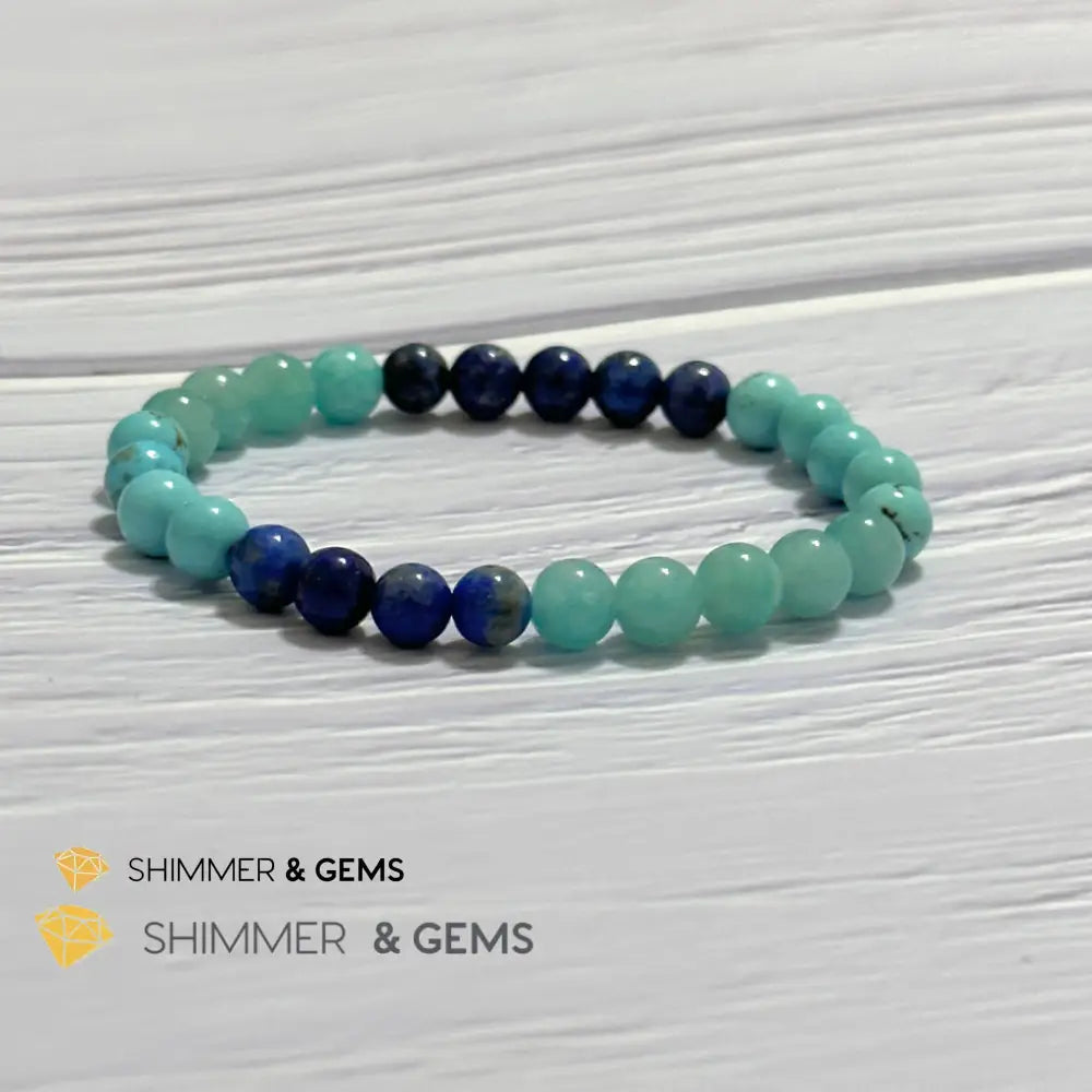 Mental Clarity Remedy Bracelet (Amazonite Turquoise Lapis Lazuli 6mm)