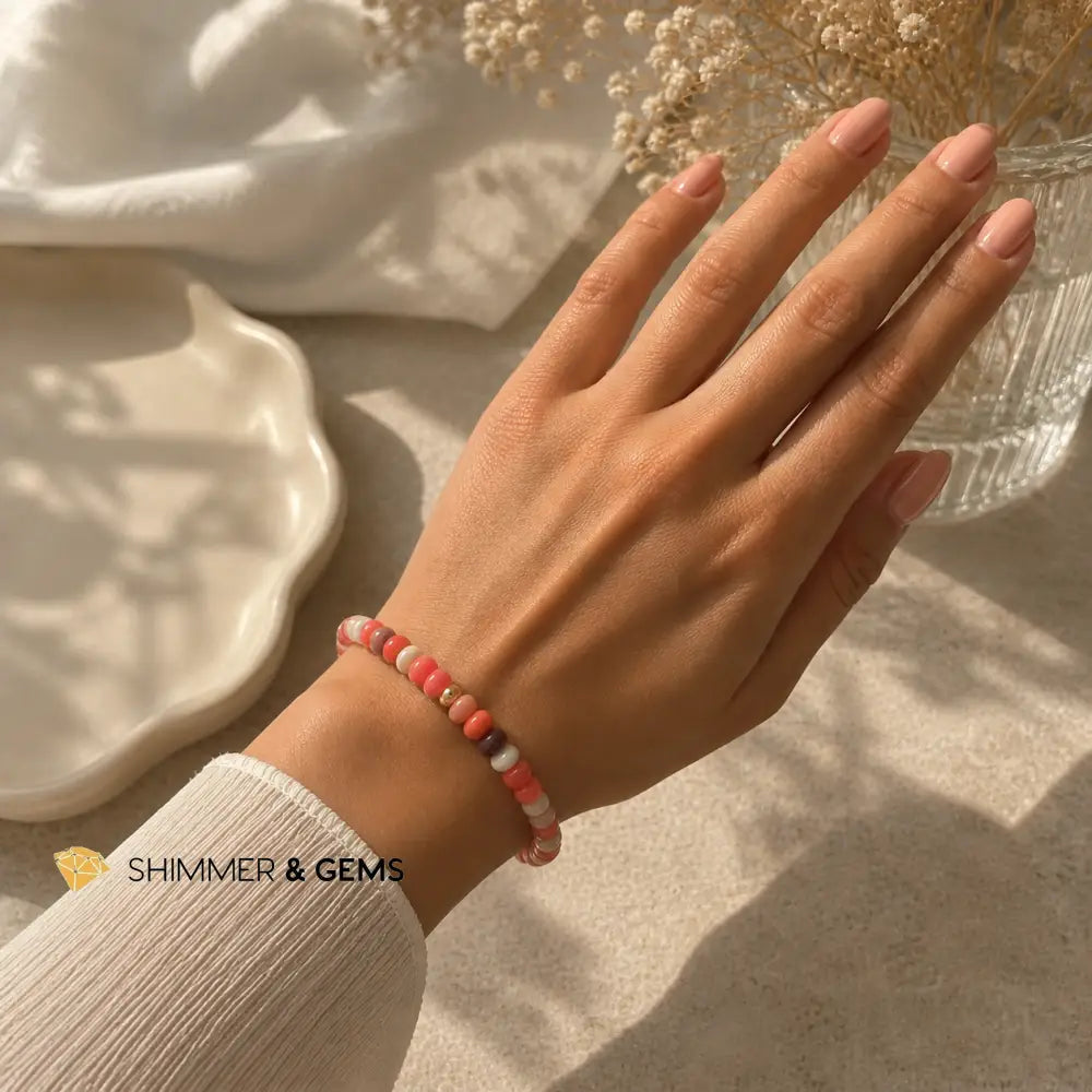 Mexican Fire Opal Rondelle Bracelet with 14k Gold Filled