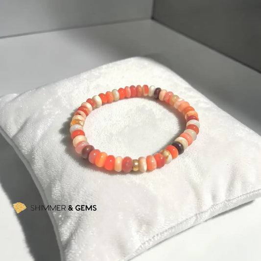 Mexican Fire Opal Rondelle Bracelet with 14k Gold Filled