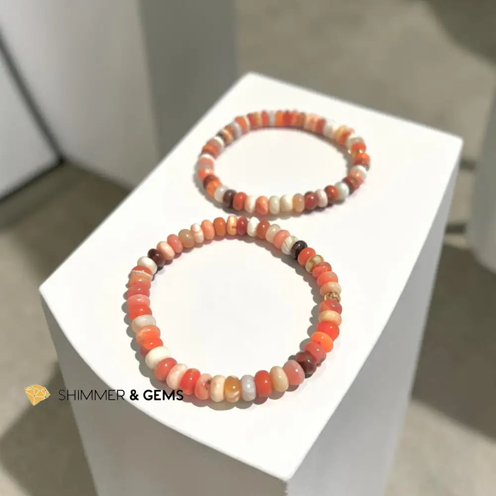 Mexican Fire Opal Rondelle Bracelet with 14k Gold Filled