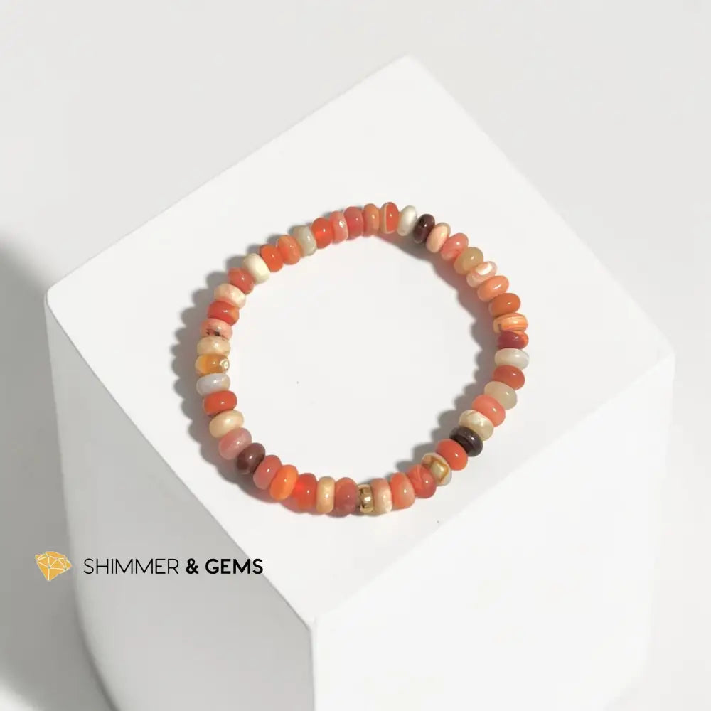 Mexican Fire Opal Rondelle Bracelet with 14k Gold Filled