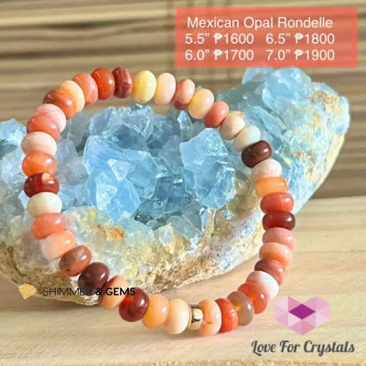 Mexican Fire Opal Rondelle Bracelet with 14k Gold Filled (Shimmer & Gems) 5.5” Bracelets
