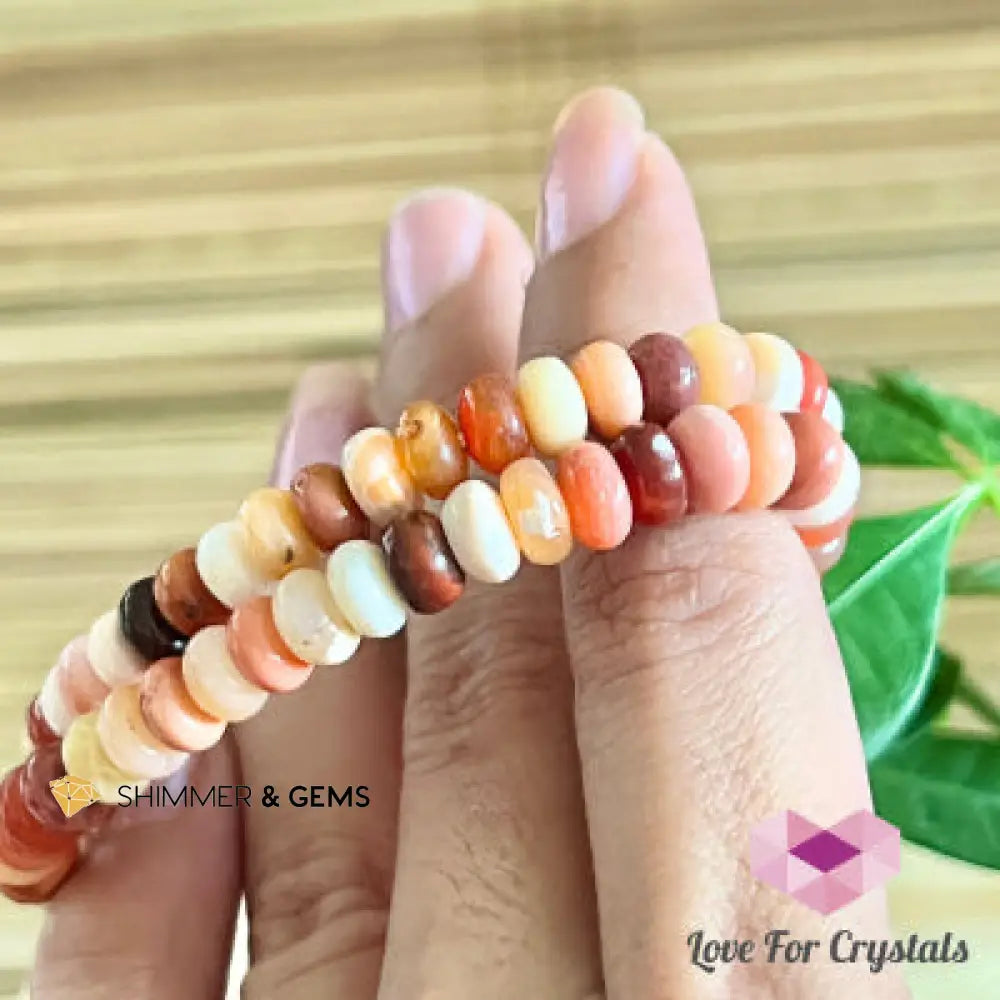 Mexican Fire Opal Rondelle Bracelet with 14k Gold Filled (Shimmer & Gems) 6.0” Bracelets