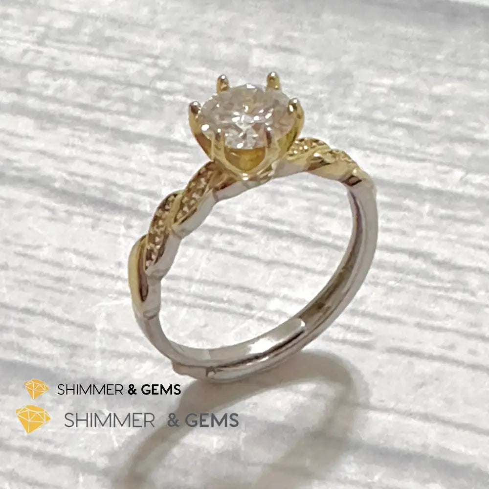 Moissanite Diamond 925 Silver Ring Adjustable Ring