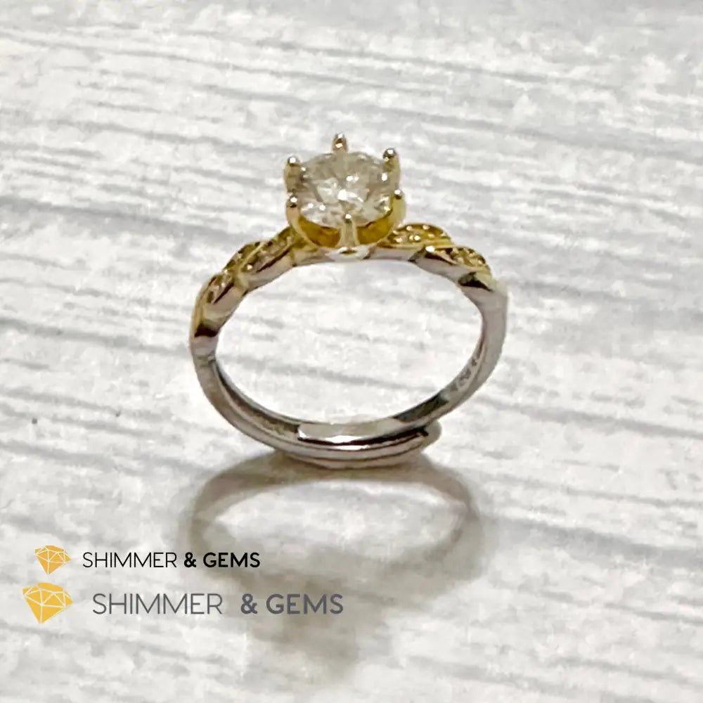 Moissanite Diamond 925 Silver Ring Adjustable Ring