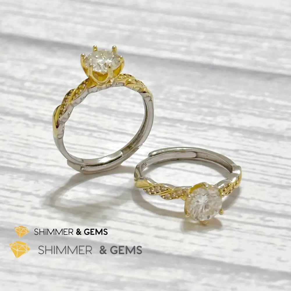 Moissanite Diamond 925 Silver Ring Adjustable Ring
