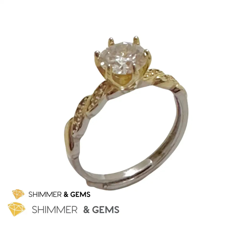 Moissanite Diamond 925 Silver Ring Adjustable Ring