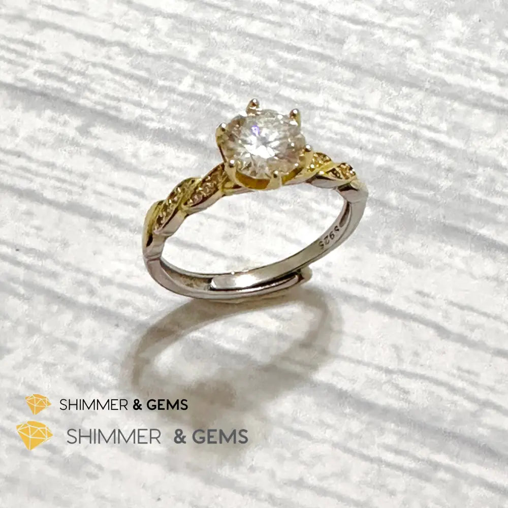 Moissanite Diamond 925 Silver Ring Adjustable Ring