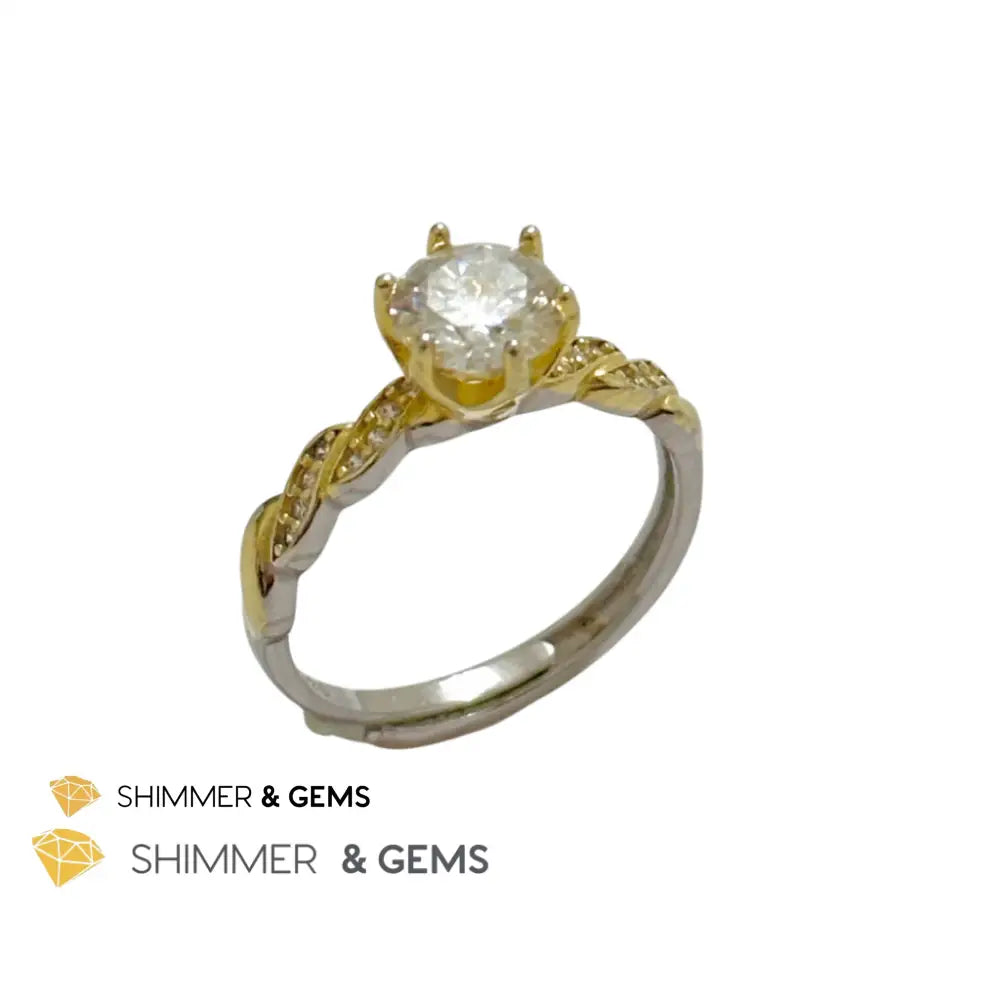Moissanite Diamond 925 Silver Ring Adjustable Ring