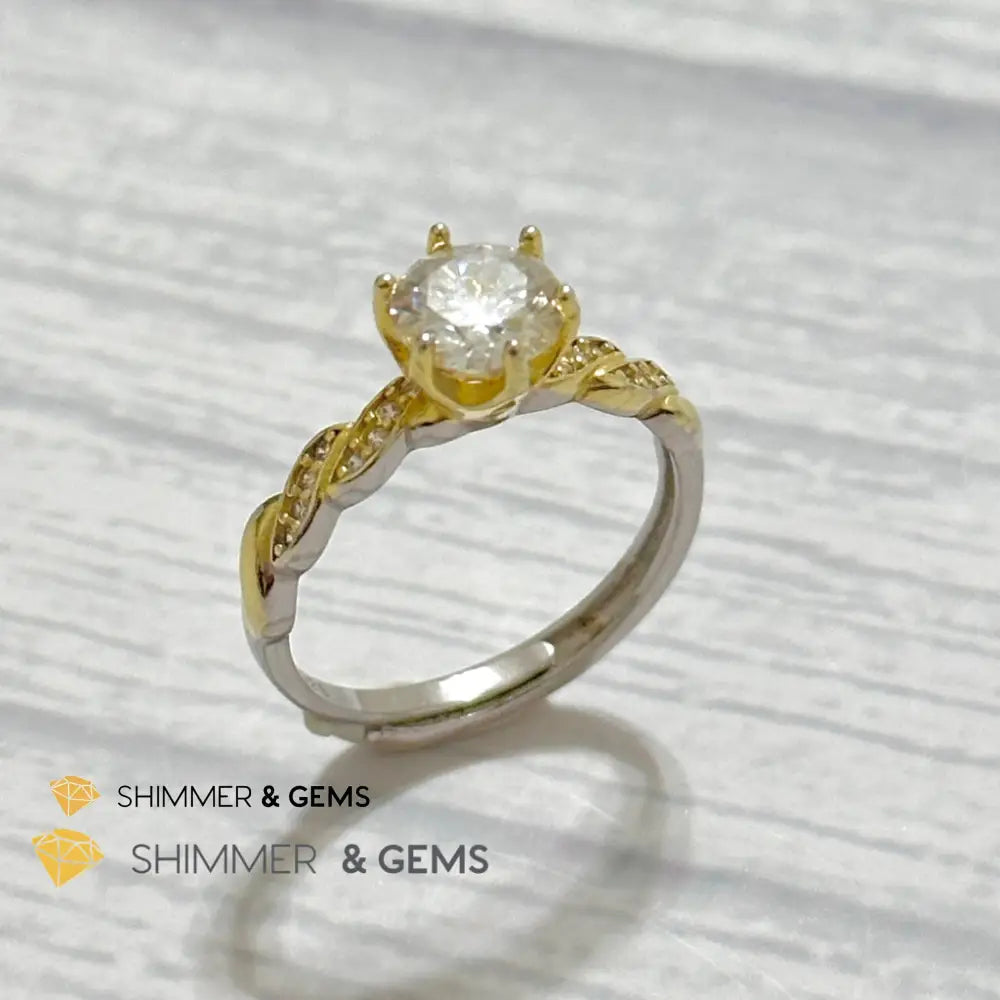 Moissanite Diamond 925 Silver Ring Adjustable Ring