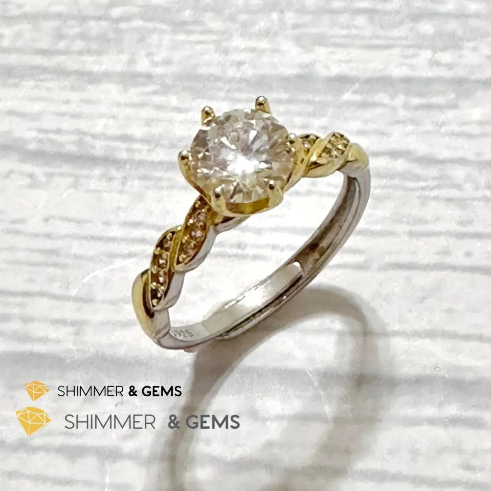 Moissanite Diamond 925 Silver Ring Adjustable Ring