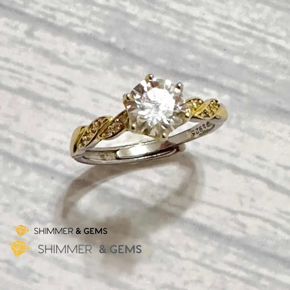 Moissanite Diamond 925 Silver Ring Adjustable Ring