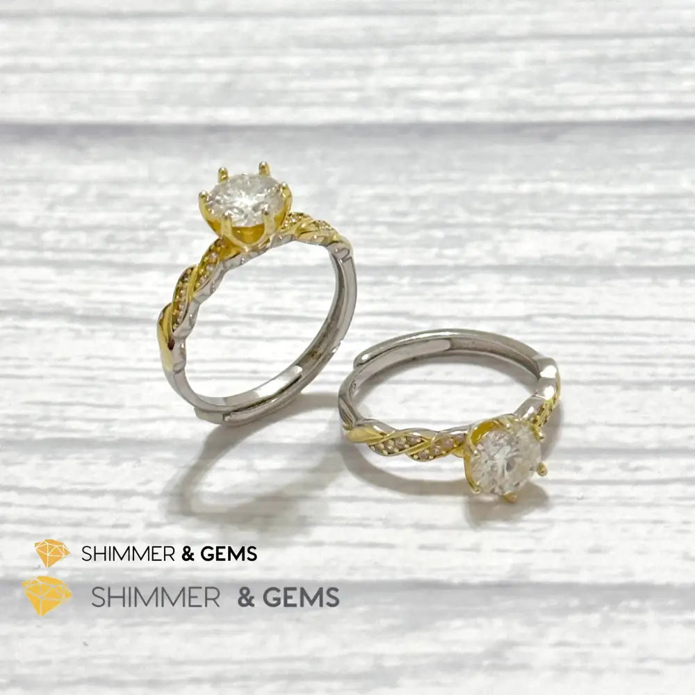 Moissanite Diamond 925 Silver Ring Adjustable Ring