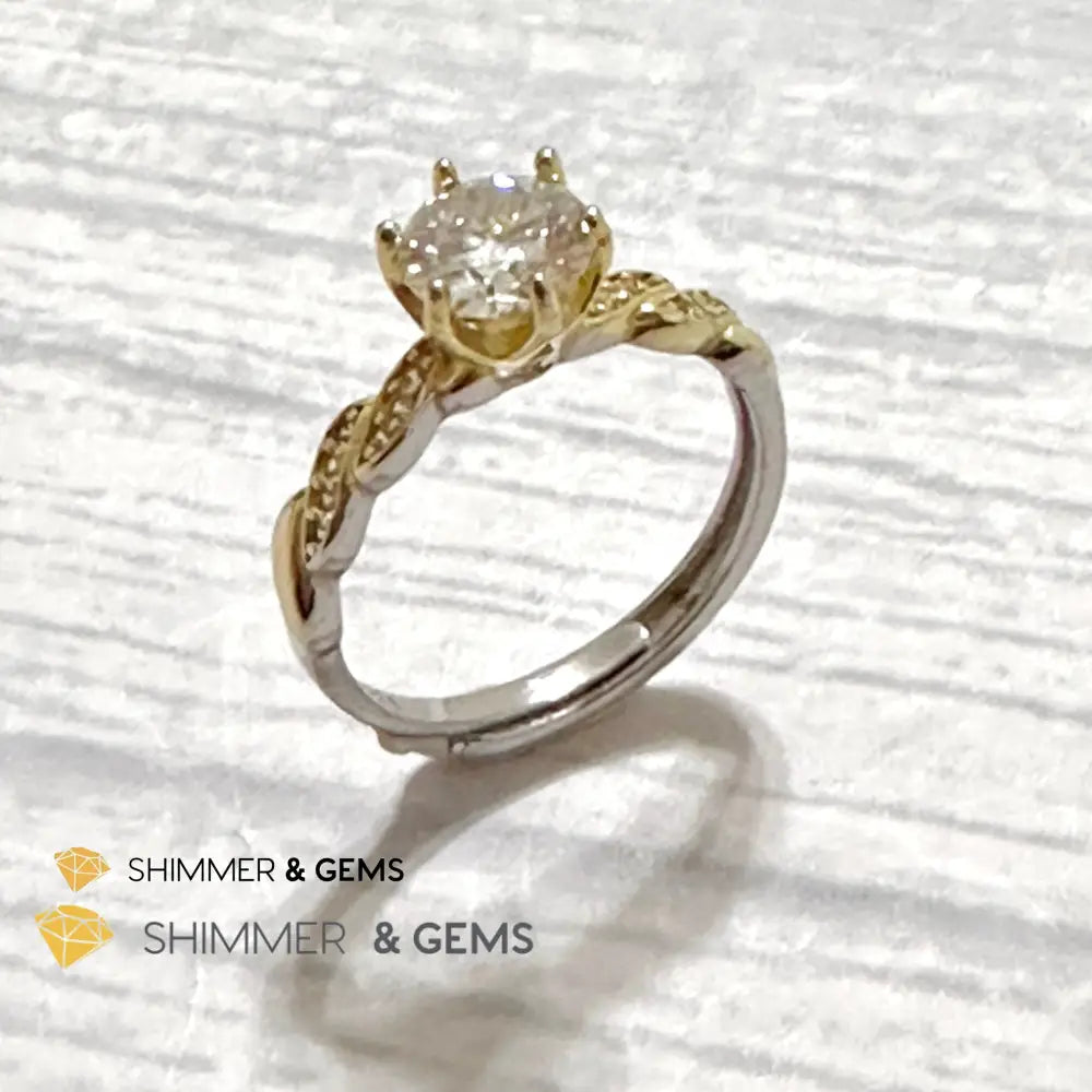 Moissanite Diamond 925 Silver Ring Adjustable Ring