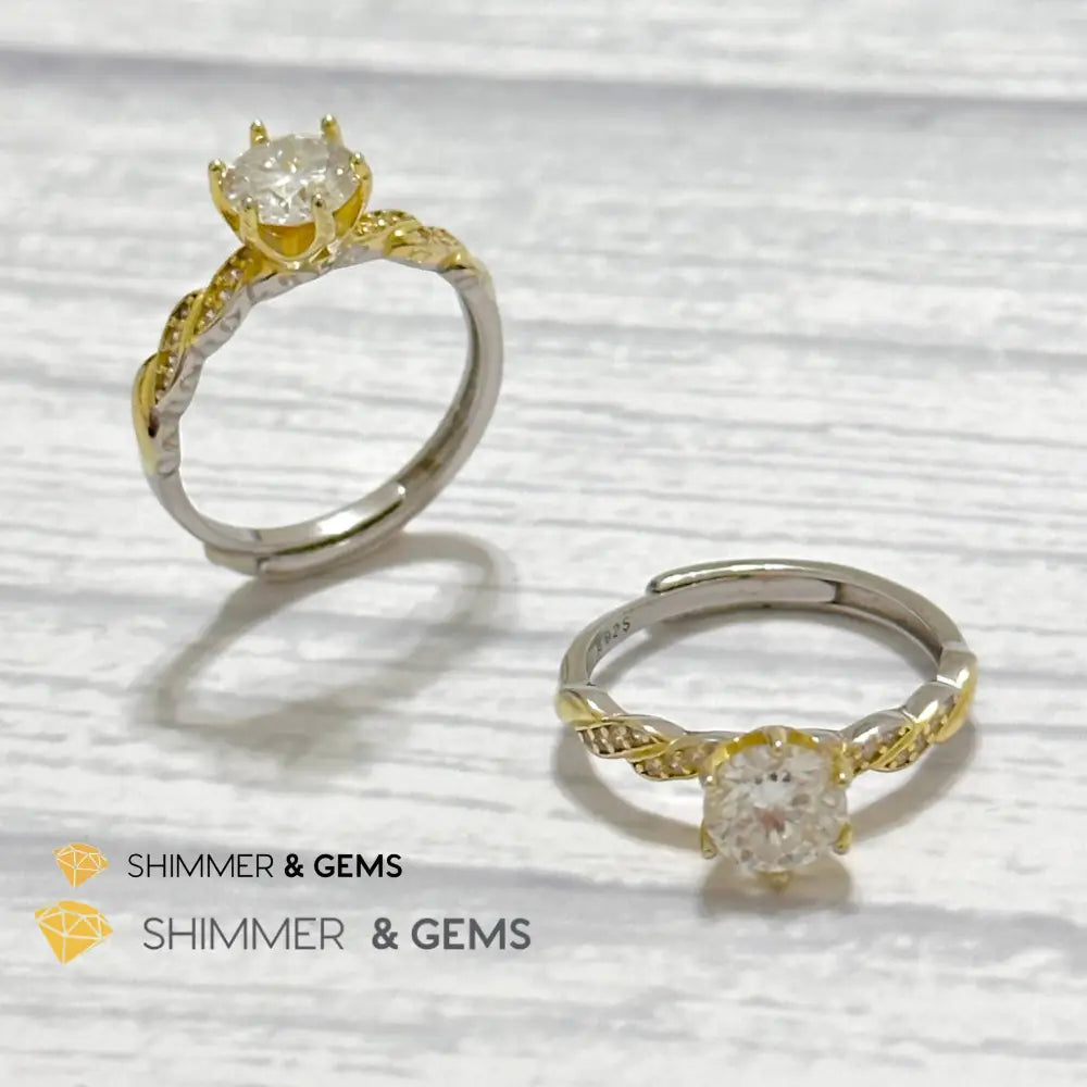 Moissanite Diamond 925 Silver Ring Adjustable Ring