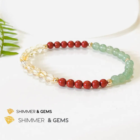 Money Luck 4Mm Bracelet With 14K Gold Filled Beads (Citrine Aventurine & Jasper) Shi