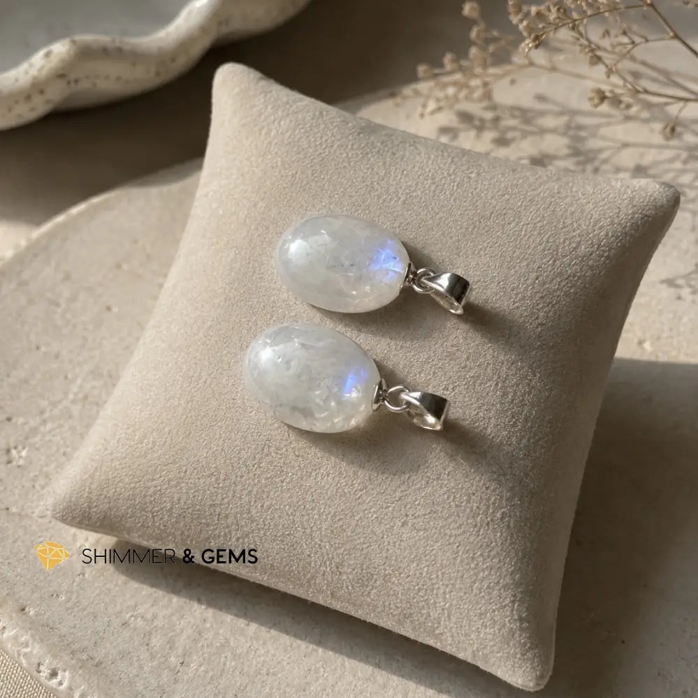 Moonstone 13mm Oval 925 Sterling Silver Pendant - 13mm Pendant