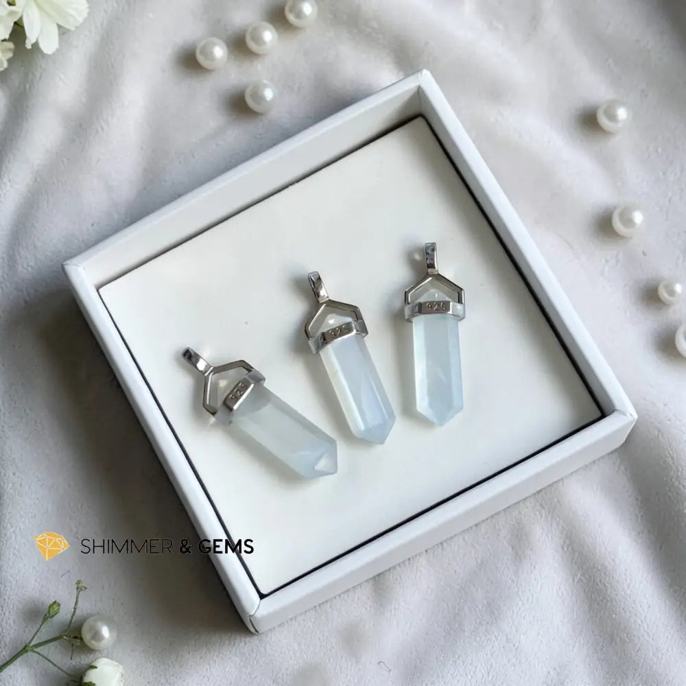 Moonstone 21mm in 925 Sterling Silver Double Pointer Pendant Moonstone 21mm Pendant