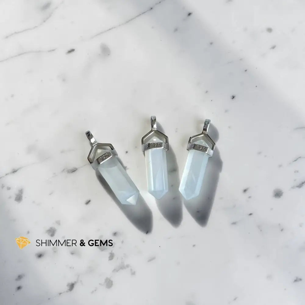 Moonstone 21mm in 925 Sterling Silver Double Pointer Pendant Moonstone 21mm Pendant