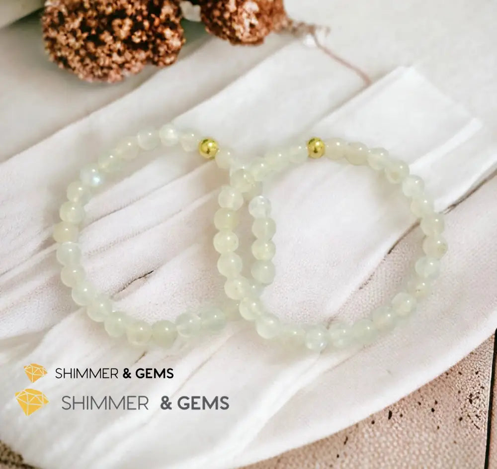 Moonstone 6mm Bracelet with 14k gold filled bead Bracelets