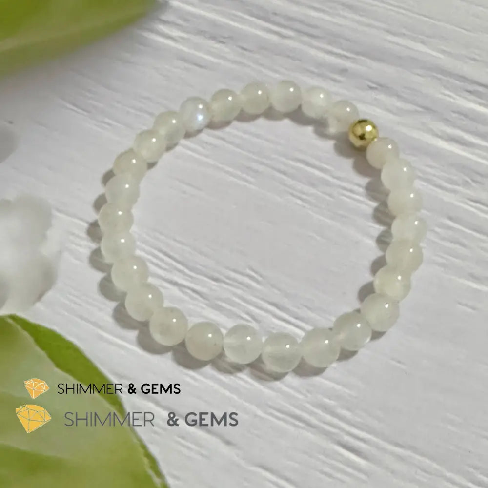 Moonstone 6mm Bracelet with 14k gold filled bead Bracelets