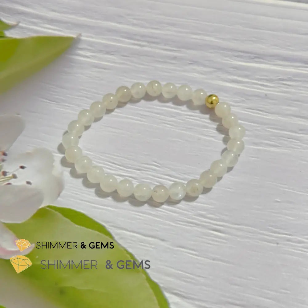 Moonstone 6mm Bracelet with 14k gold filled bead Bracelets
