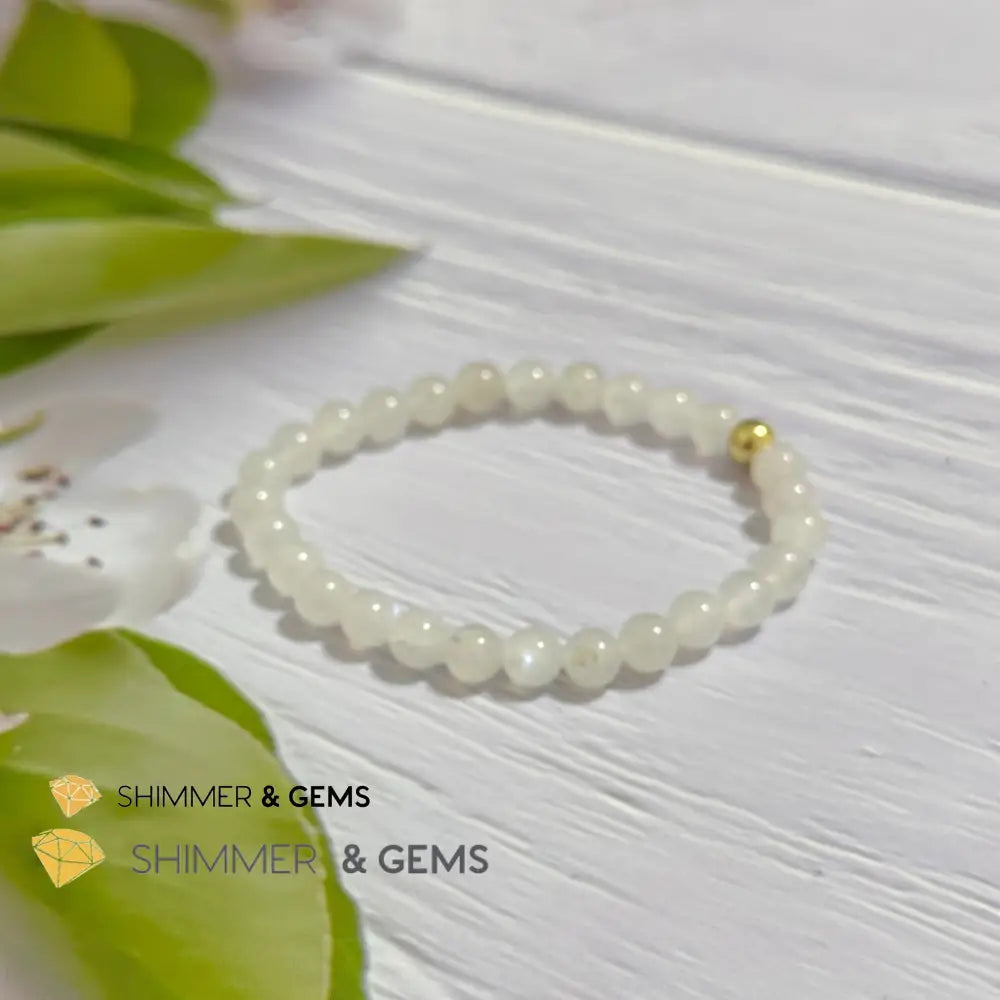 Moonstone 6mm Bracelet with 14k gold filled bead Bracelets
