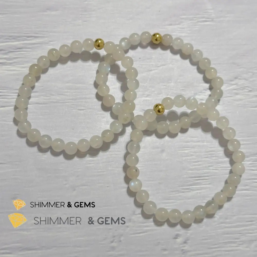 Moonstone 6mm Bracelet with 14k gold filled bead Bracelets