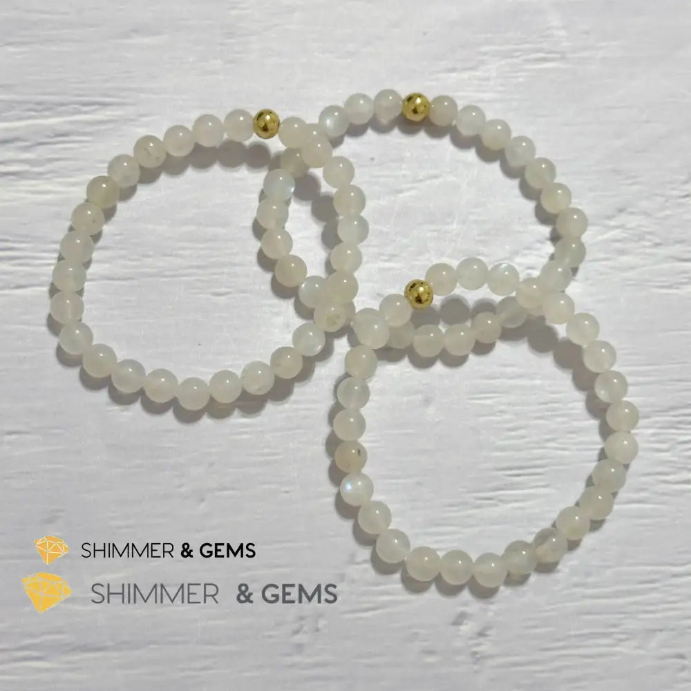 Moonstone 6mm Bracelet with 14k gold filled bead Bracelets