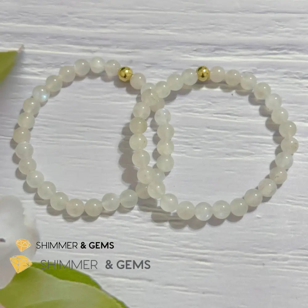 Moonstone 6mm Bracelet with 14k gold filled bead Bracelets